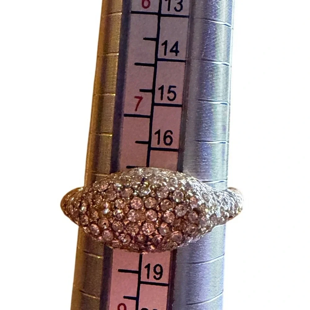 Dazzling Pave Ring Gold Tone  Dome Sparkle Cocktail Ring Size 8